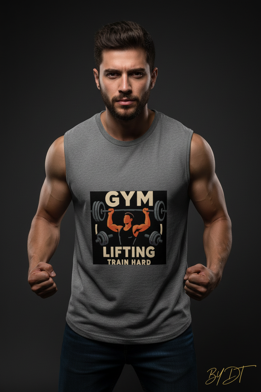 GYM Lifting Train Hard Men's Sleeveless T-Shirt | by DT