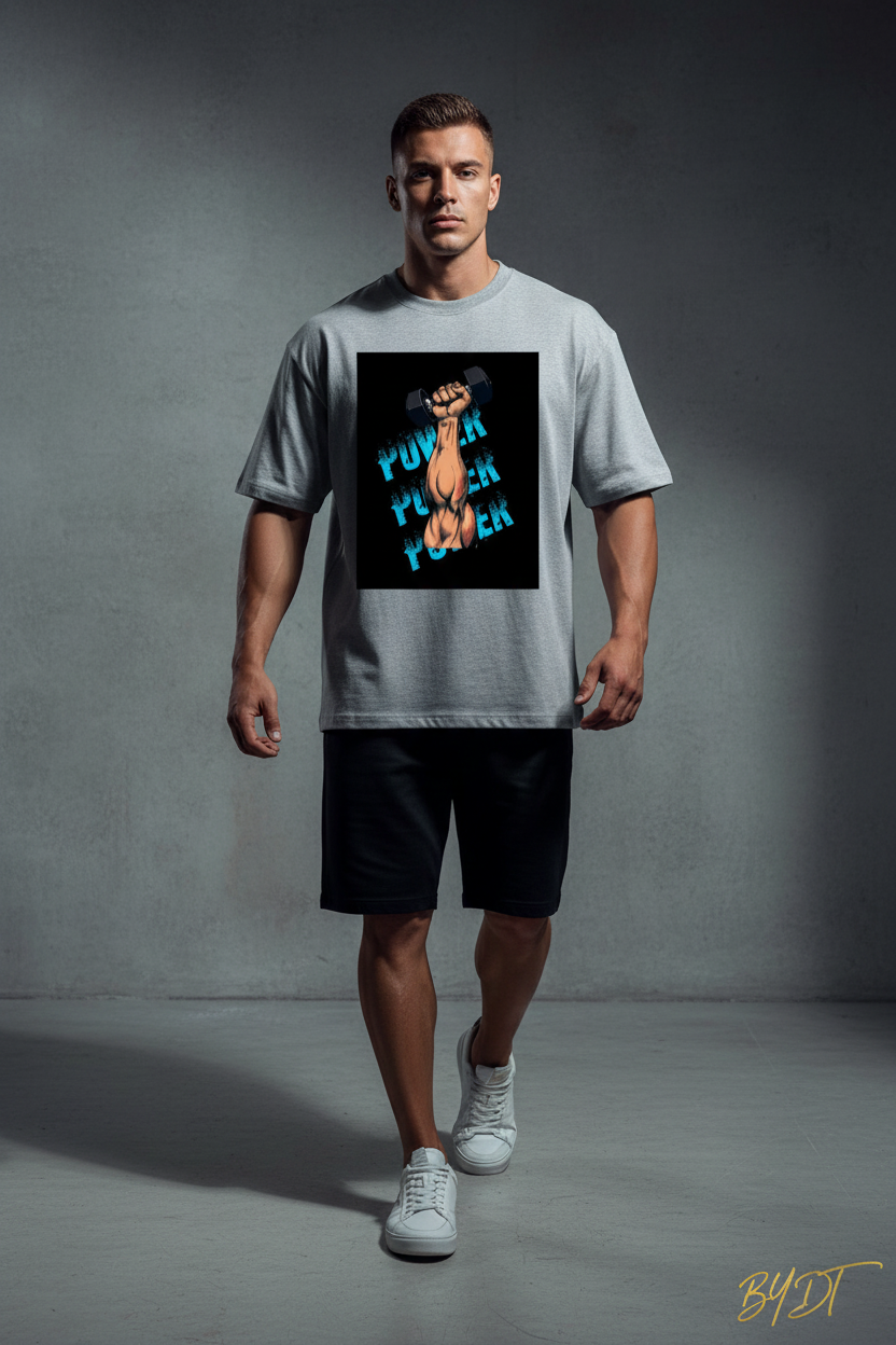 Grey Melange Power Oversized Tee