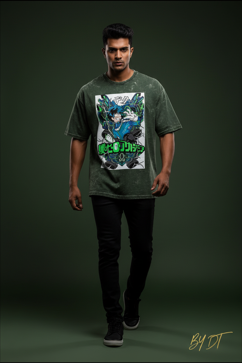 My Hero Academia Acid Washed Oversized Tee | by DT