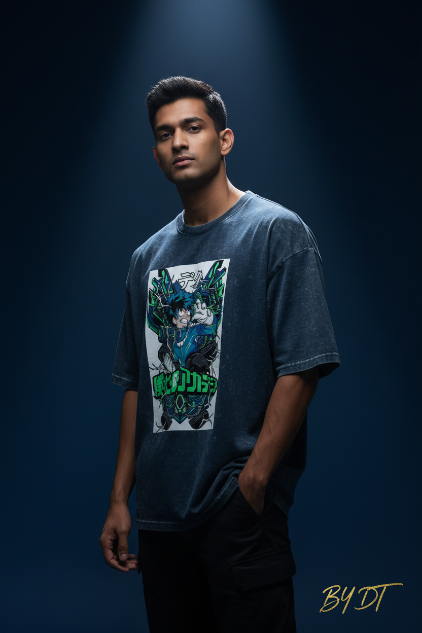 My Hero Academia Acid Washed Oversized Tee | by DT