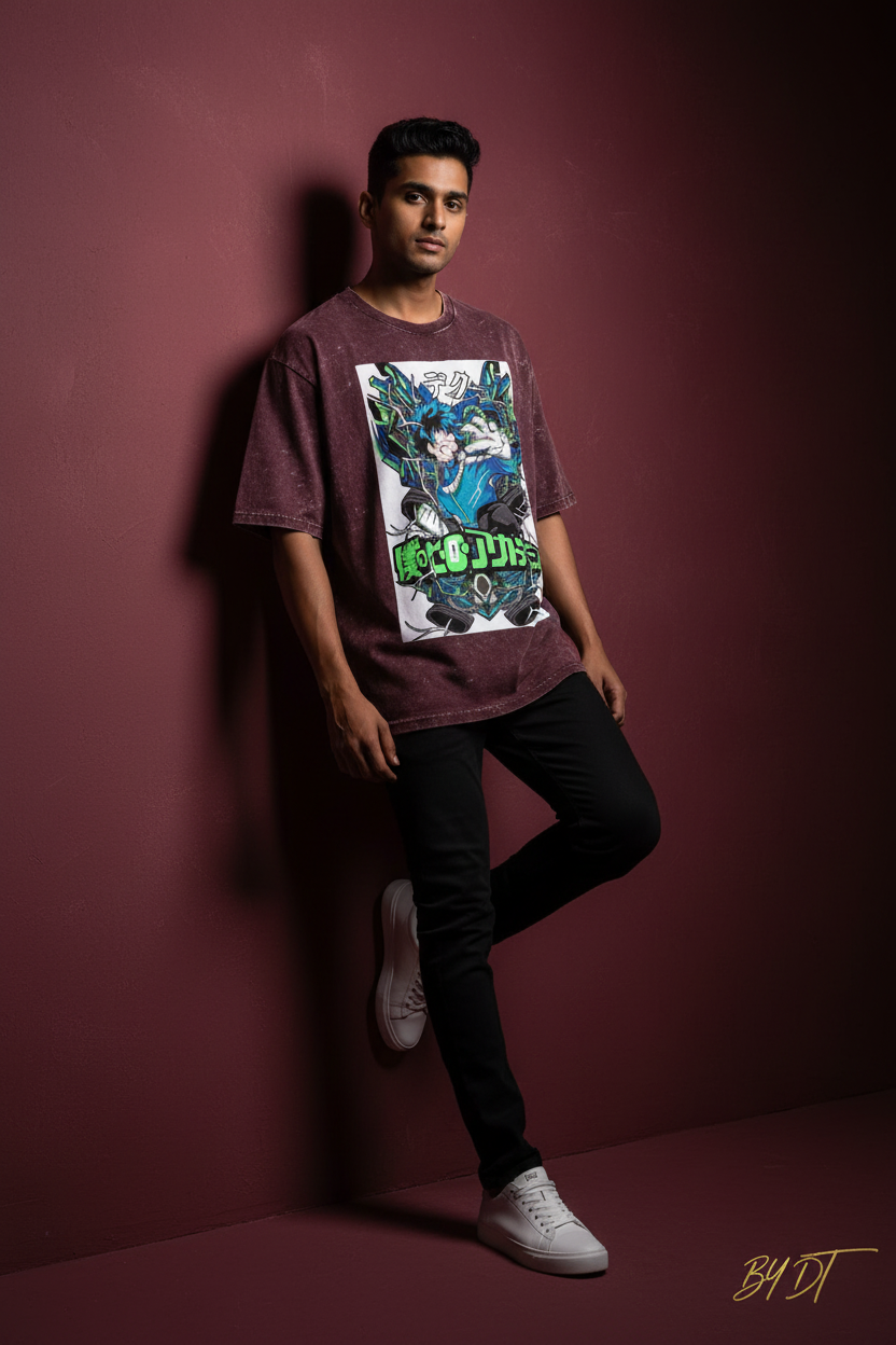 My Hero Academia Acid Washed Oversized Tee | by DT