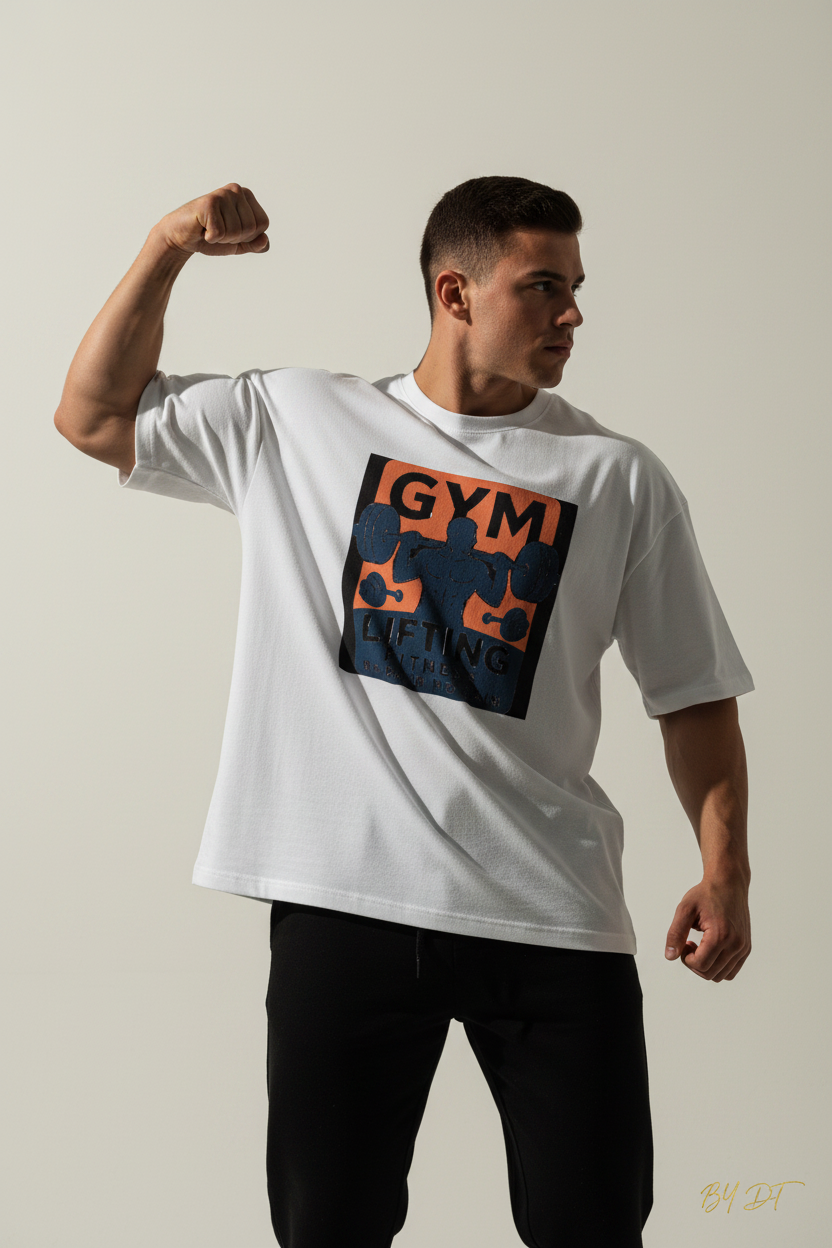 White Lifting Fitness Terry Tee