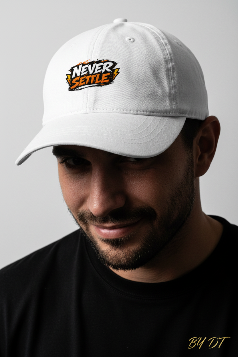 White - Never Settle Close-up